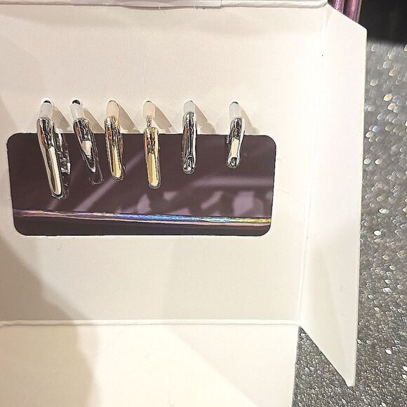 Steve Madden Silver/Rhinestone Hoop Earring Set of 3 - Picture 6 of 7